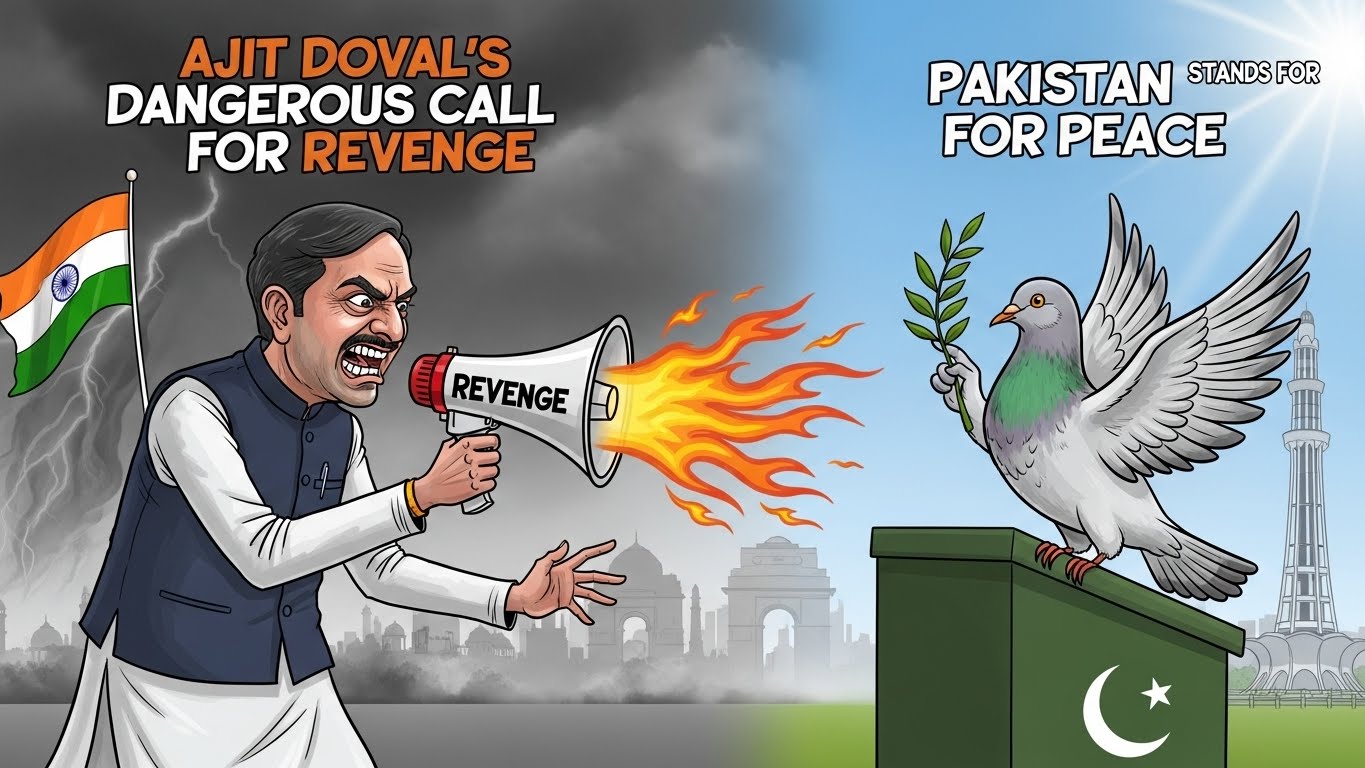 Ajit Doval’s Dangerous Call for Revenge: Fueling Hate While Pakistan Stands for Peace Ajit Doval’s Dangerous Call for Revenge: Fueling Hate While Pakistan Stands for Peace