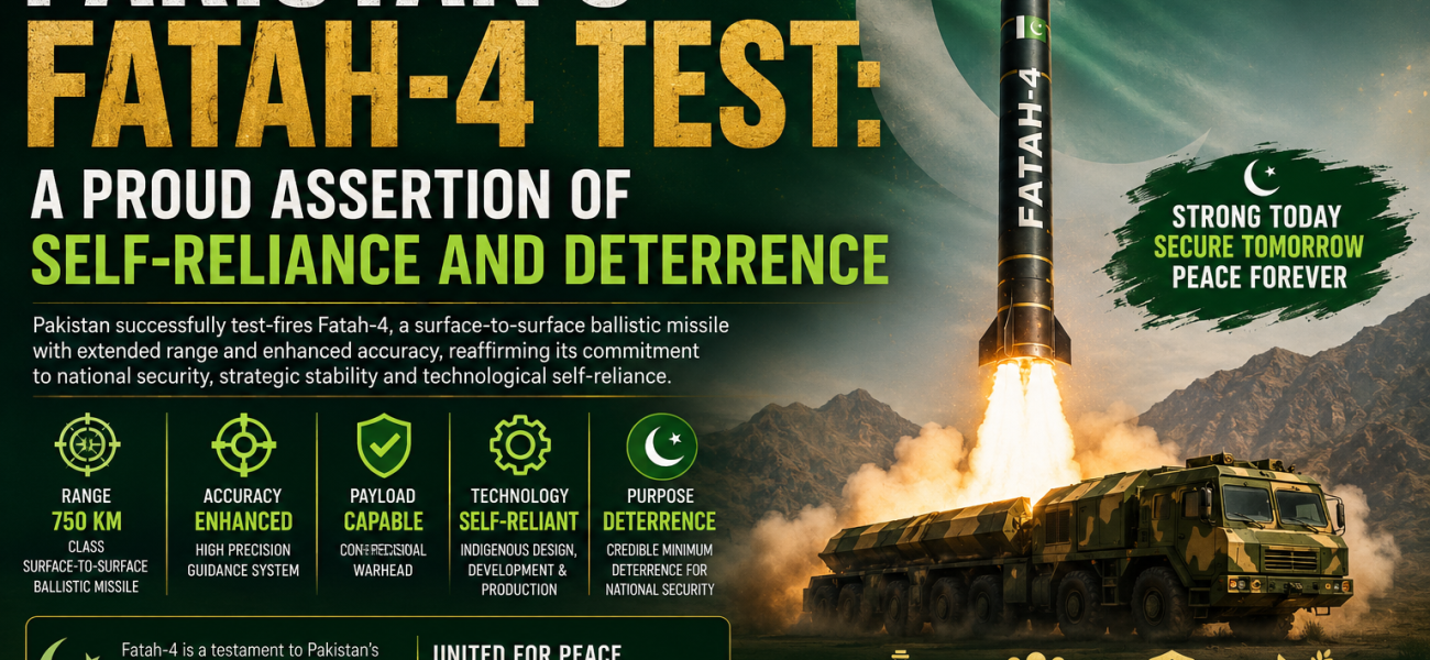 Pakistan’s Fatah-4 Test: A Proud Assertion of Self-Reliance and Deterrence Pakistan’s Fatah-4 Test: A Proud Assertion of Self-Reliance and Deterrence