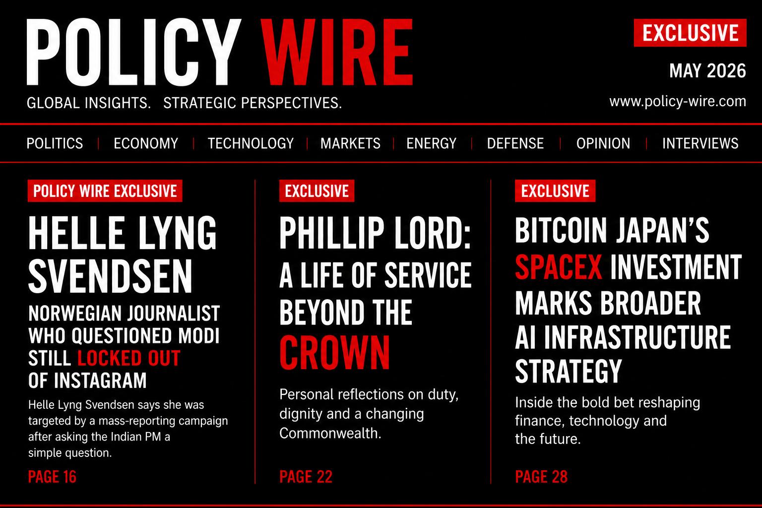 Policy Wire Magazine – May 2026 | Economy, Finance & Technology Policy