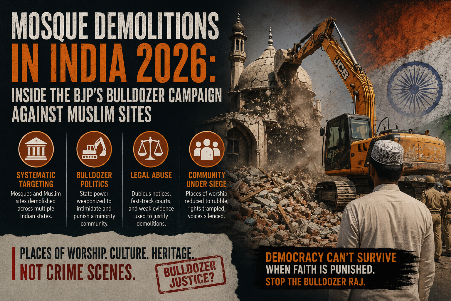 Mosque Demolitions in India 2026: Inside the BJP’s Bulldozer Campaign Against Muslim Sites