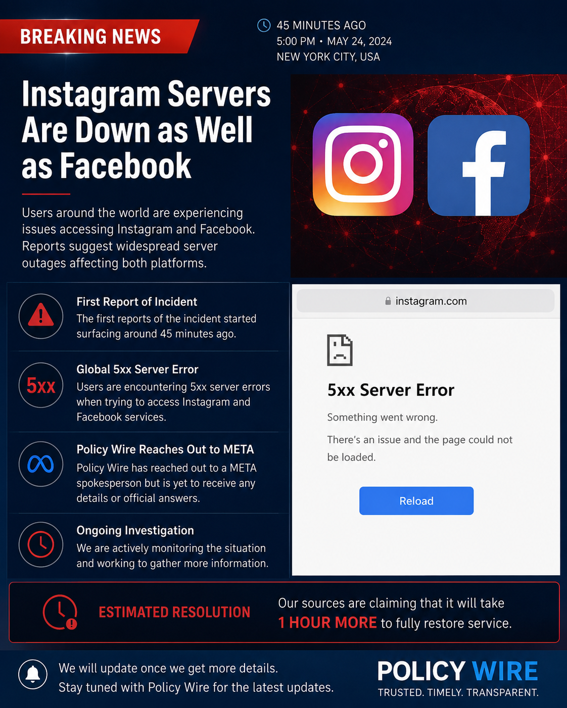 Meta platforms hit by reported disruption affecting Instagram and Facebook