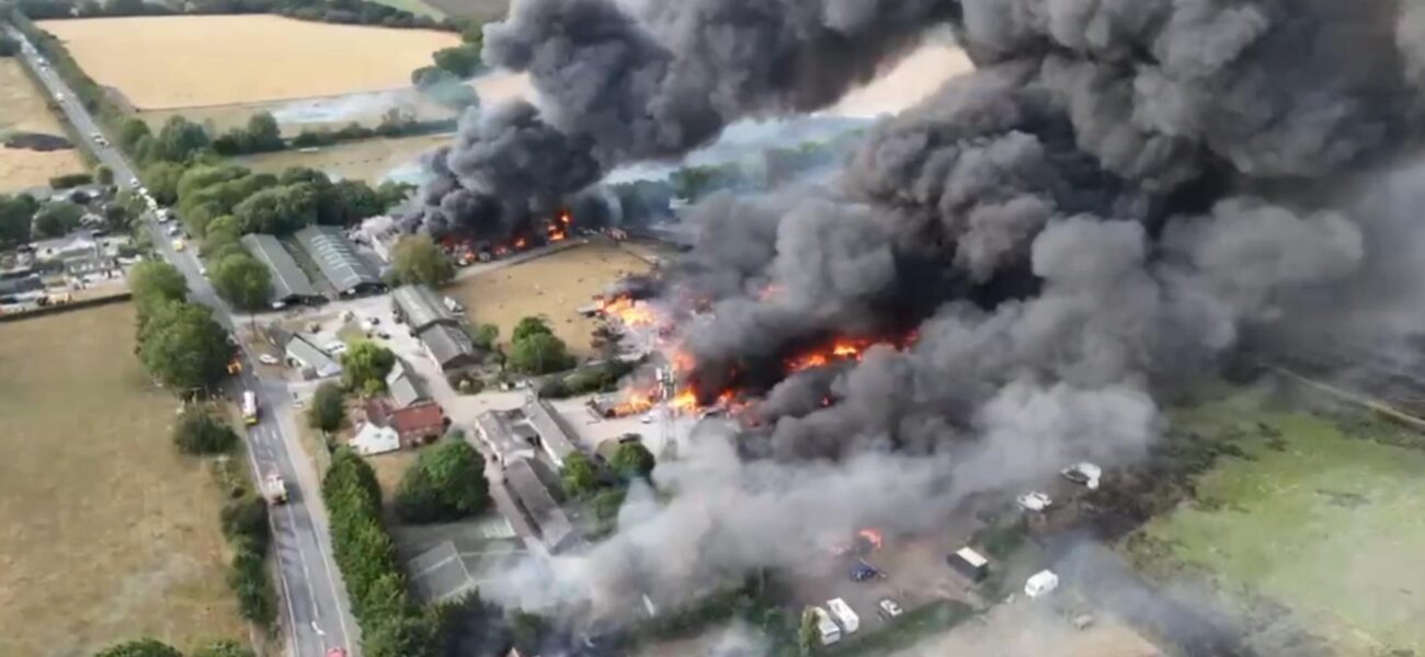 Essex Industrial Fire: Over 100 Firefighters Battle Major Blaze Essex Industrial Fire: Over 100 Firefighters Battle Major Blaze