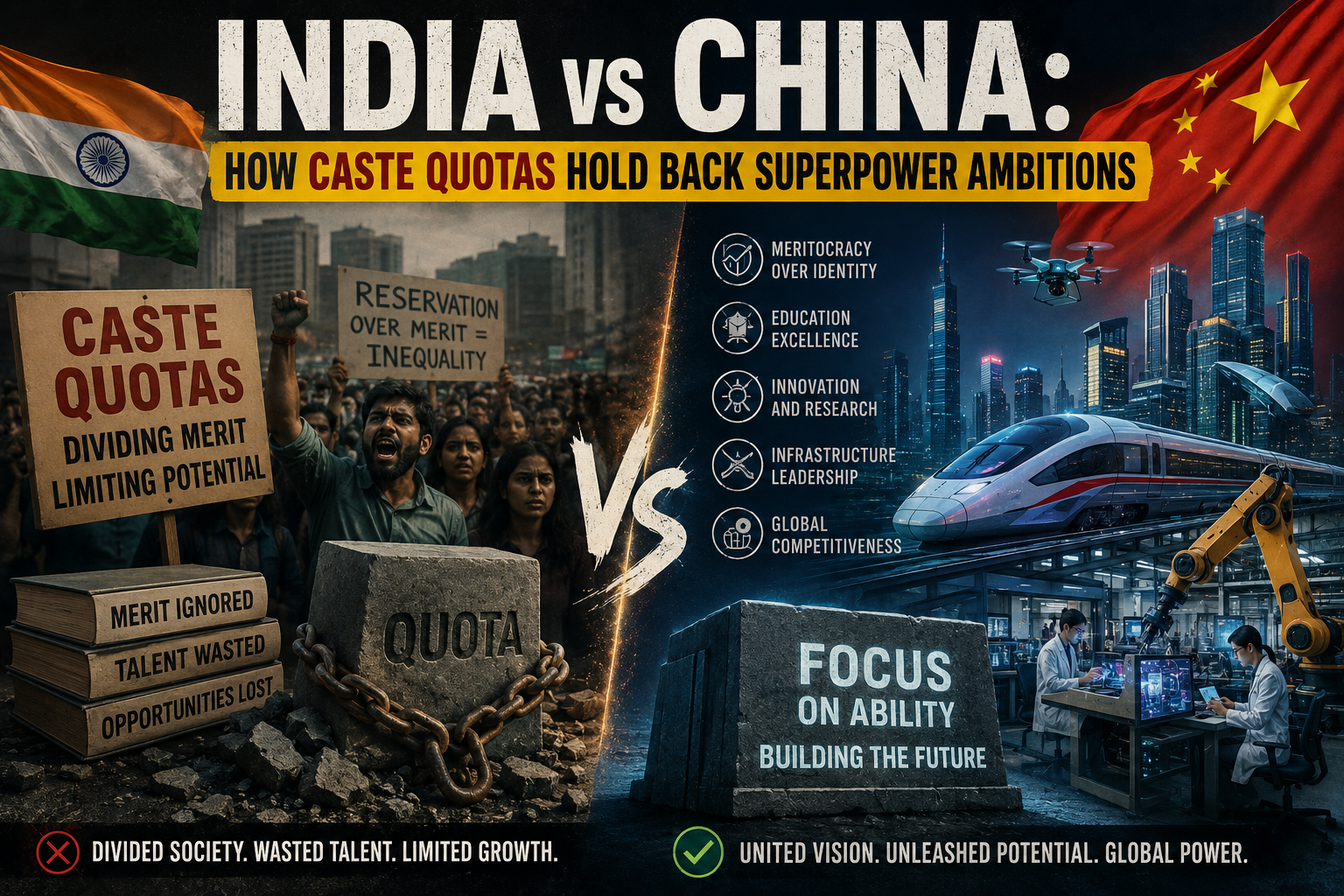 India vs China: How Caste Quotas Hold Back Superpower Ambitions India vs China: How Caste Quotas Hold Back Superpower Ambitions