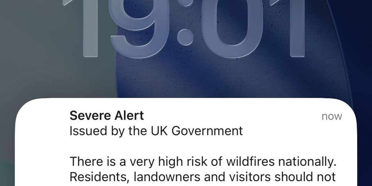 Emergency Alert Issued in England and Wales Over Wildfire Threat
