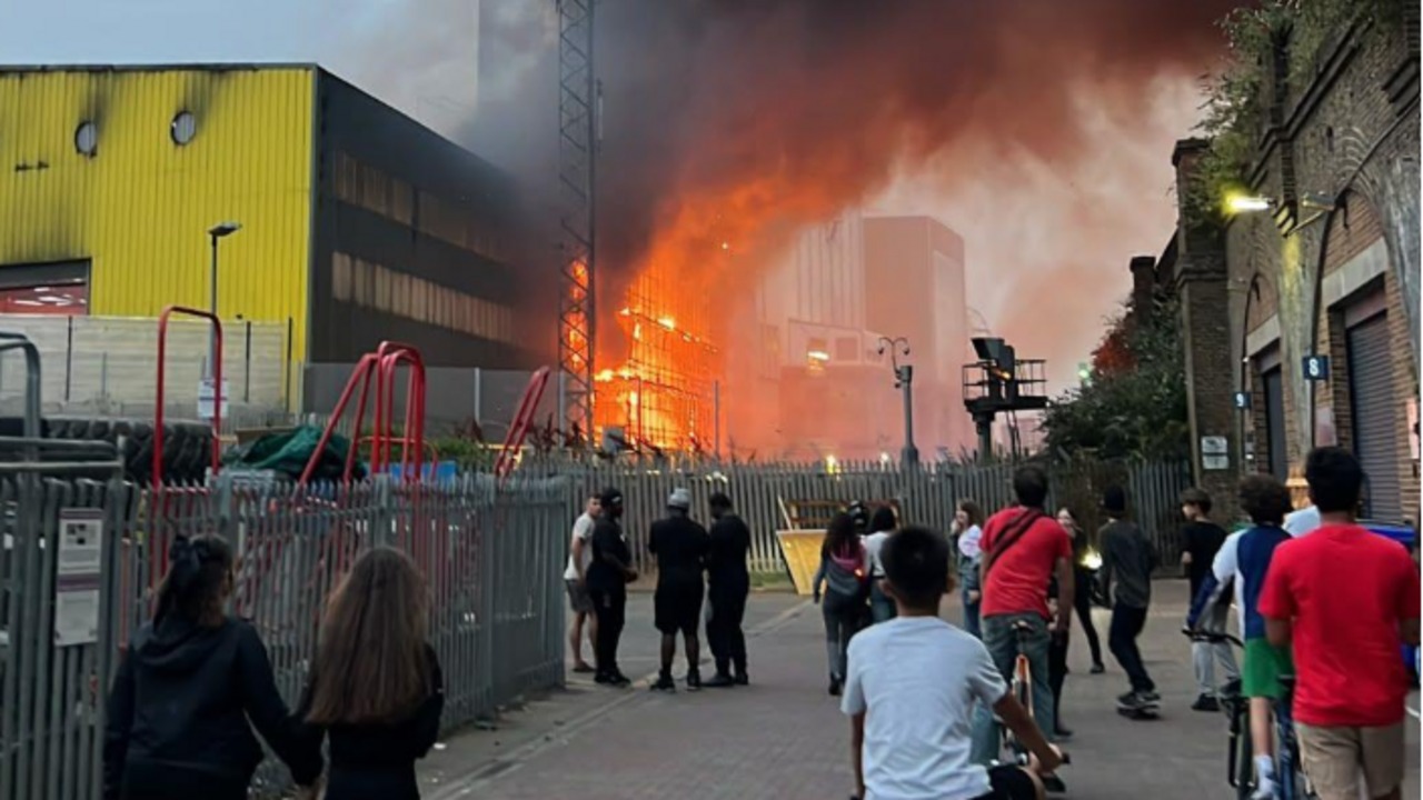 Major Fire Engulfs London Recycling Centre; Over 100 Firefighters Respond