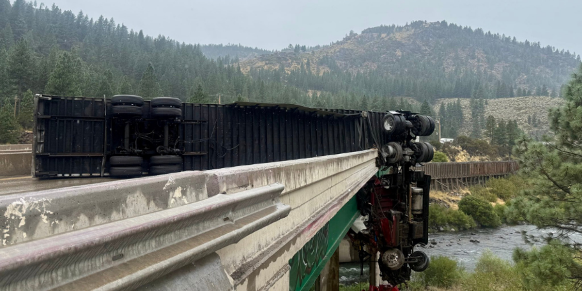 Dramatic Truck Crash Leaves Cab Dangling Over California Bridge, Driver Injured