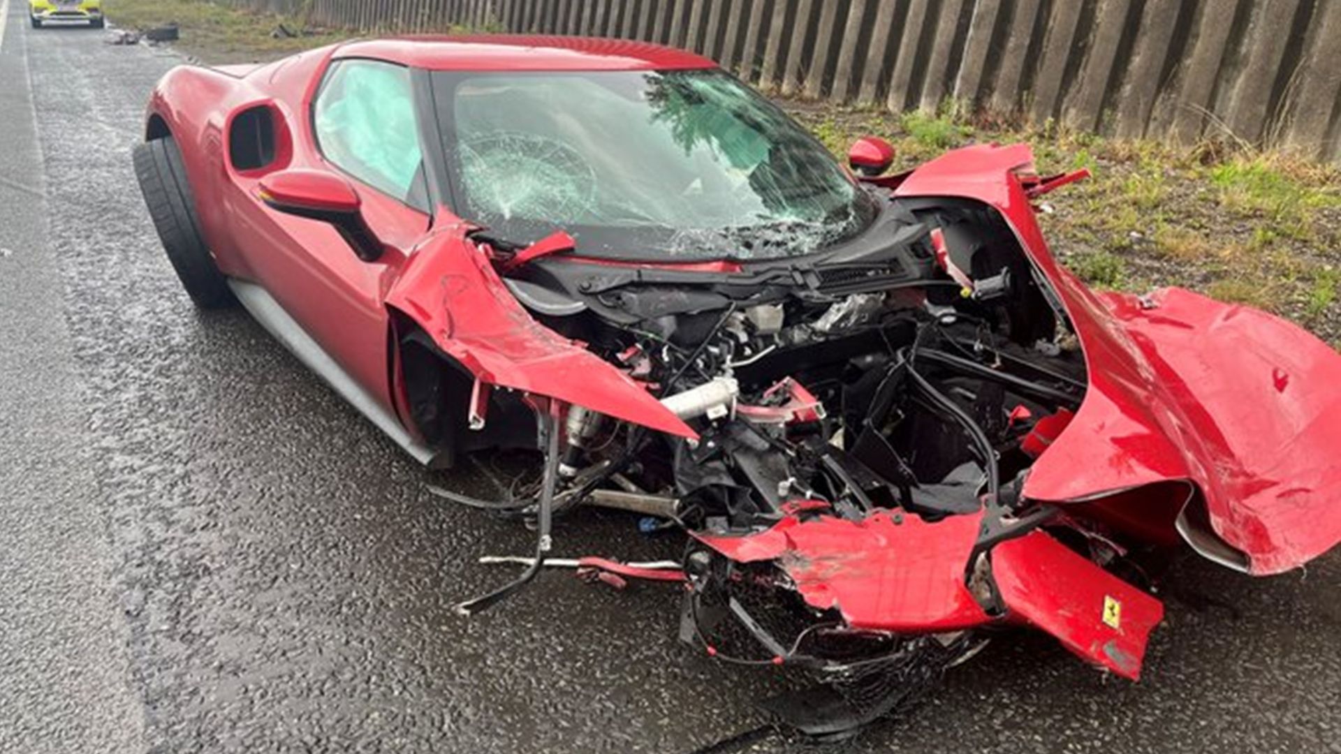 Ferrari 296 Totaled in Wet Weather: Police Caution Drivers
