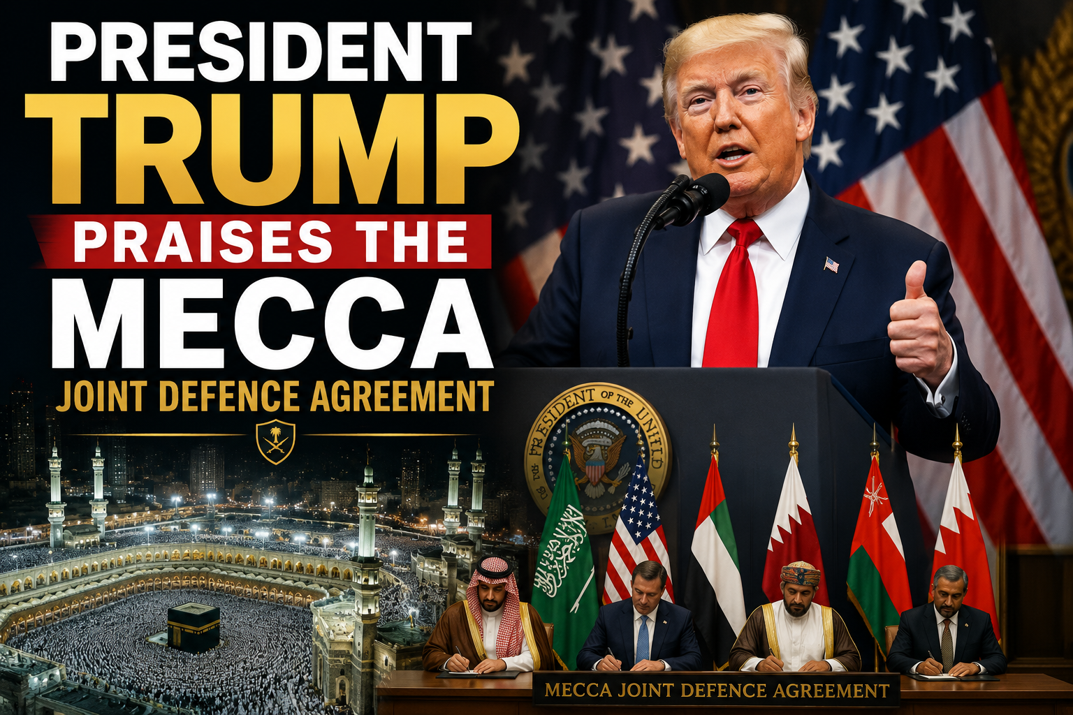 President Trump Praises the Mecca Joint Defence Agreement President Trump Praises the Mecca Joint Defence Agreement