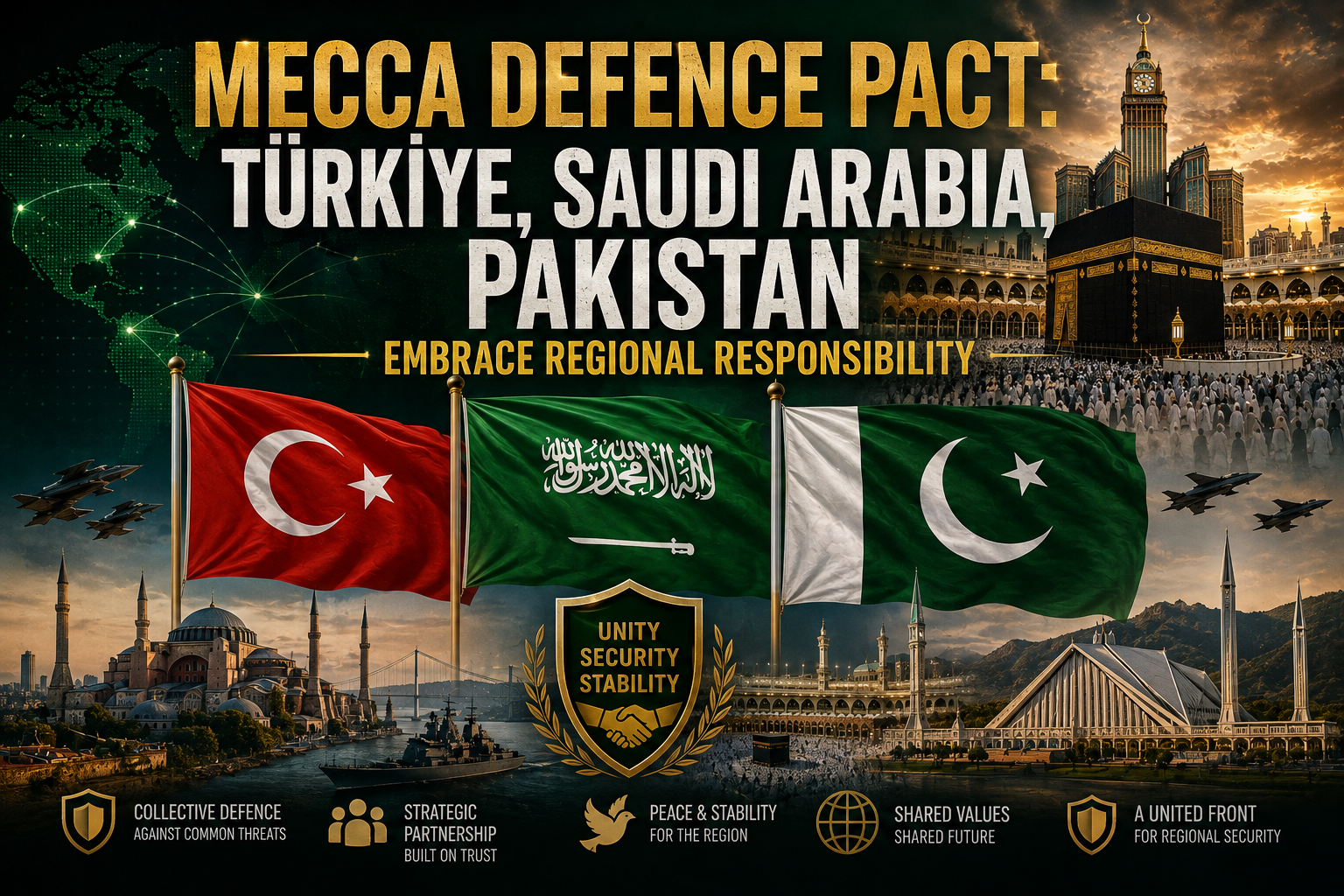 Mecca Defence Pact: Türkiye, Saudi Arabia, Pakistan Embrace Regional Responsibility Mecca Defence Pact: Türkiye, Saudi Arabia, Pakistan Embrace Regional Responsibility