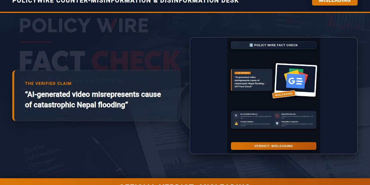 POLICY WIRE FACT CHECK: AI-generated video misrepresents cause of catastrophic Nepal flooding