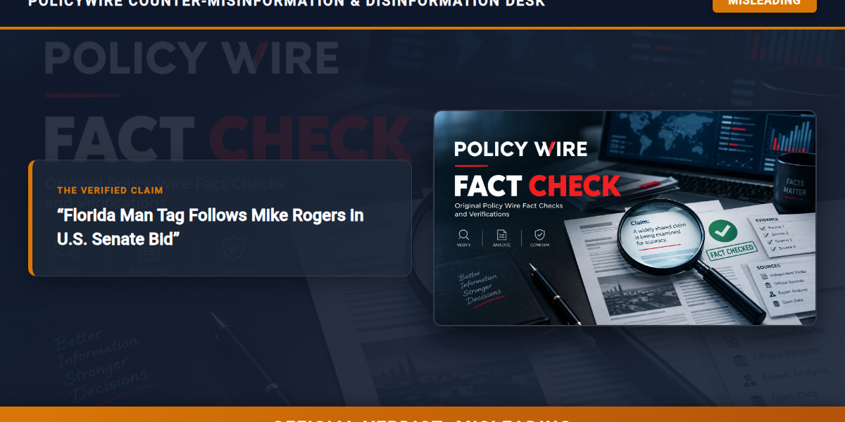POLICY WIRE FACT CHECK: Florida Man Tag Follows Mike Rogers in U.S. Senate Bid POLICY WIRE FACT CHECK: Florida Man Tag Follows Mike Rogers in U.S. Senate Bid