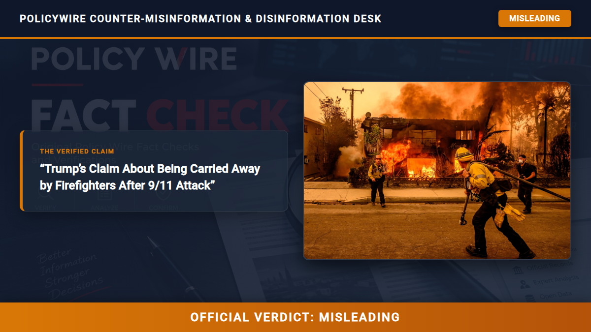 POLICY WIRE FACT CHECK: Trump’s Claim About Being Carried Away by Firefighters After 9/11 Attack