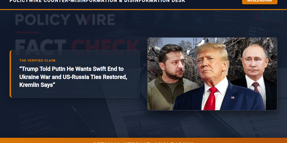 POLICY WIRE FACT CHECK: Trump Told Putin He Wants Swift End to Ukraine War and US-Russia Ties Restored, Kremlin Says