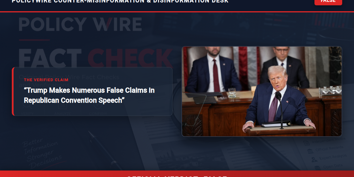 POLICY WIRE FACT CHECK: Trump Makes Numerous False Claims in Republican Convention Speech