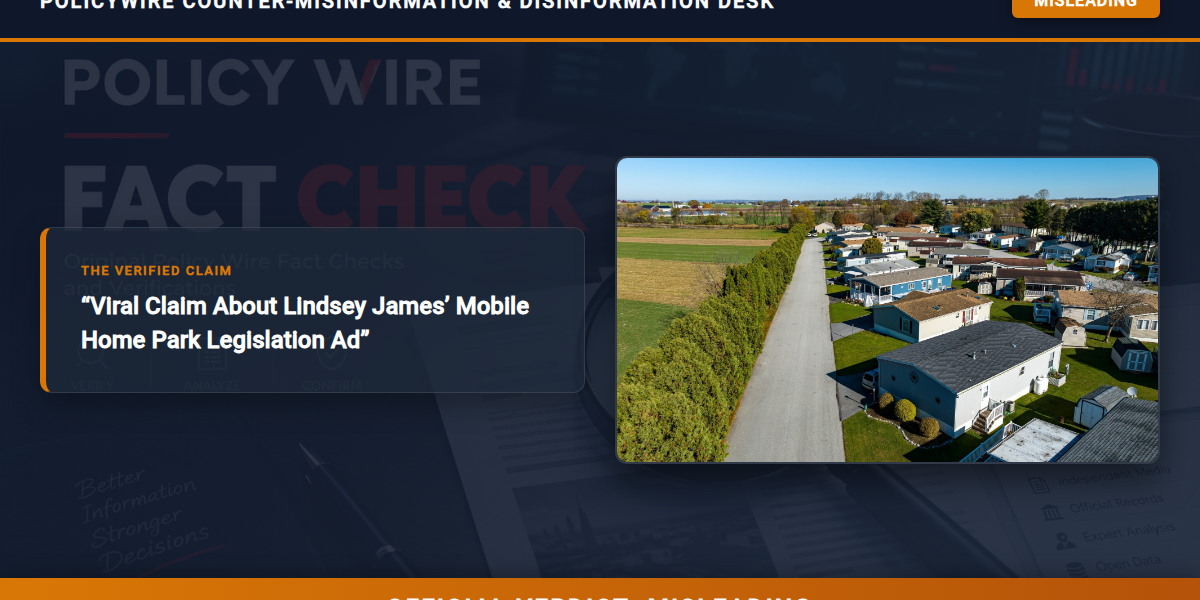 POLICY WIRE FACT CHECK: Viral Claim About Lindsey James’ Mobile Home Park Legislation Ad