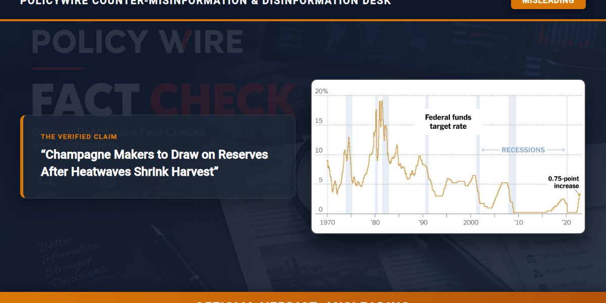 POLICY WIRE FACT CHECK: Champagne Makers to Draw on Reserves After Heatwaves Shrink Harvest POLICY WIRE FACT CHECK: Champagne Makers to Draw on Reserves After Heatwaves Shrink Harvest