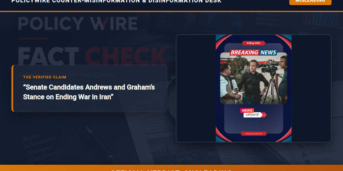 POLICY WIRE FACT CHECK: Senate Candidates Andrews and Graham’s Stance on Ending War in Iran POLICY WIRE FACT CHECK: Senate Candidates Andrews and Graham’s Stance on Ending War in Iran