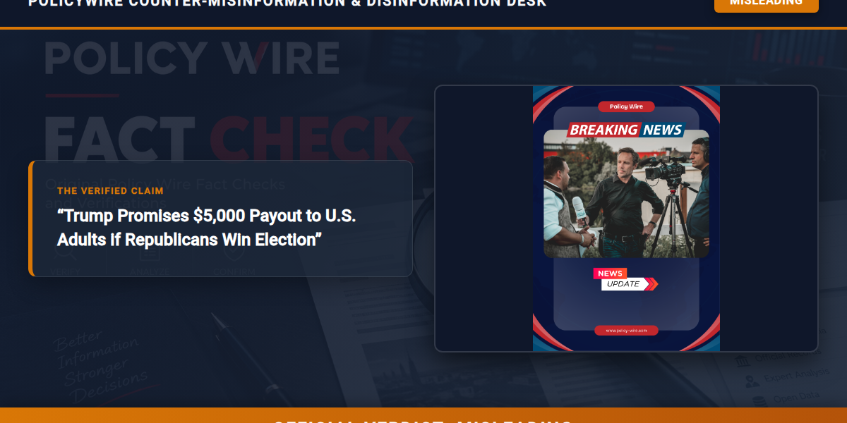 POLICY WIRE FACT CHECK: Trump Promises ,000 Payout to U.S. Adults if Republicans Win Election POLICY WIRE FACT CHECK: Trump Promises ,000 Payout to U.S. Adults if Republicans Win Election