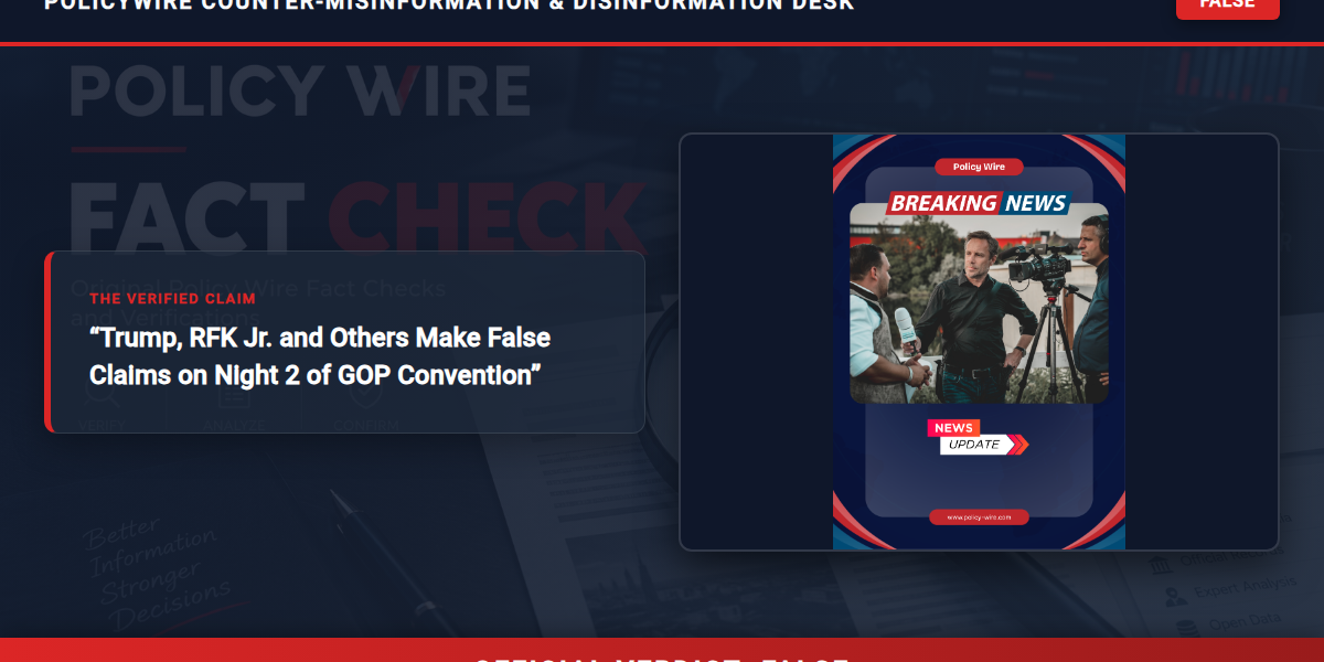 POLICY WIRE FACT CHECK: Trump, RFK Jr. and Others Make False Claims on Night 2 of GOP Convention POLICY WIRE FACT CHECK: Trump, RFK Jr. and Others Make False Claims on Night 2 of GOP Convention