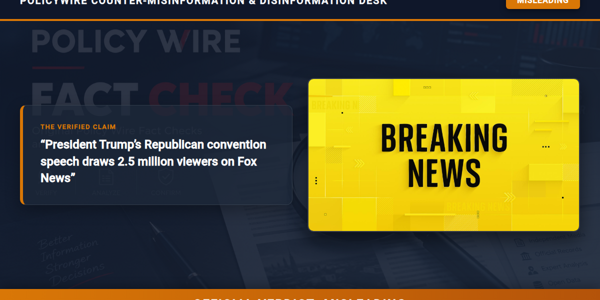 POLICY WIRE FACT CHECK: President Trump’s Republican convention speech draws 2.5 million viewers on Fox News POLICY WIRE FACT CHECK: President Trump’s Republican convention speech draws 2.5 million viewers on Fox News