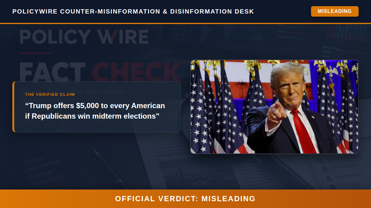 Trump offers $5,000 to every American if Republicans win midterm elections Fact Check Card