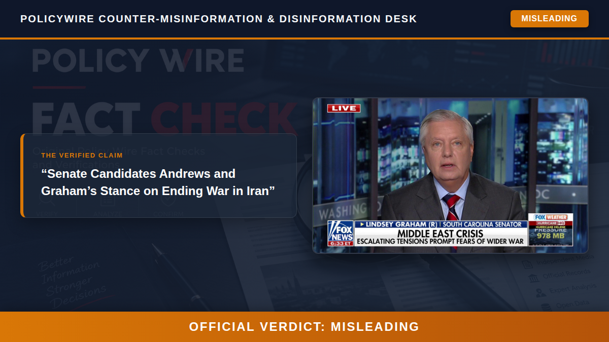 POLICY WIRE FACT CHECK: Senate Candidates Andrews and Graham’s Stance on Ending War in Iran Fact Check Card