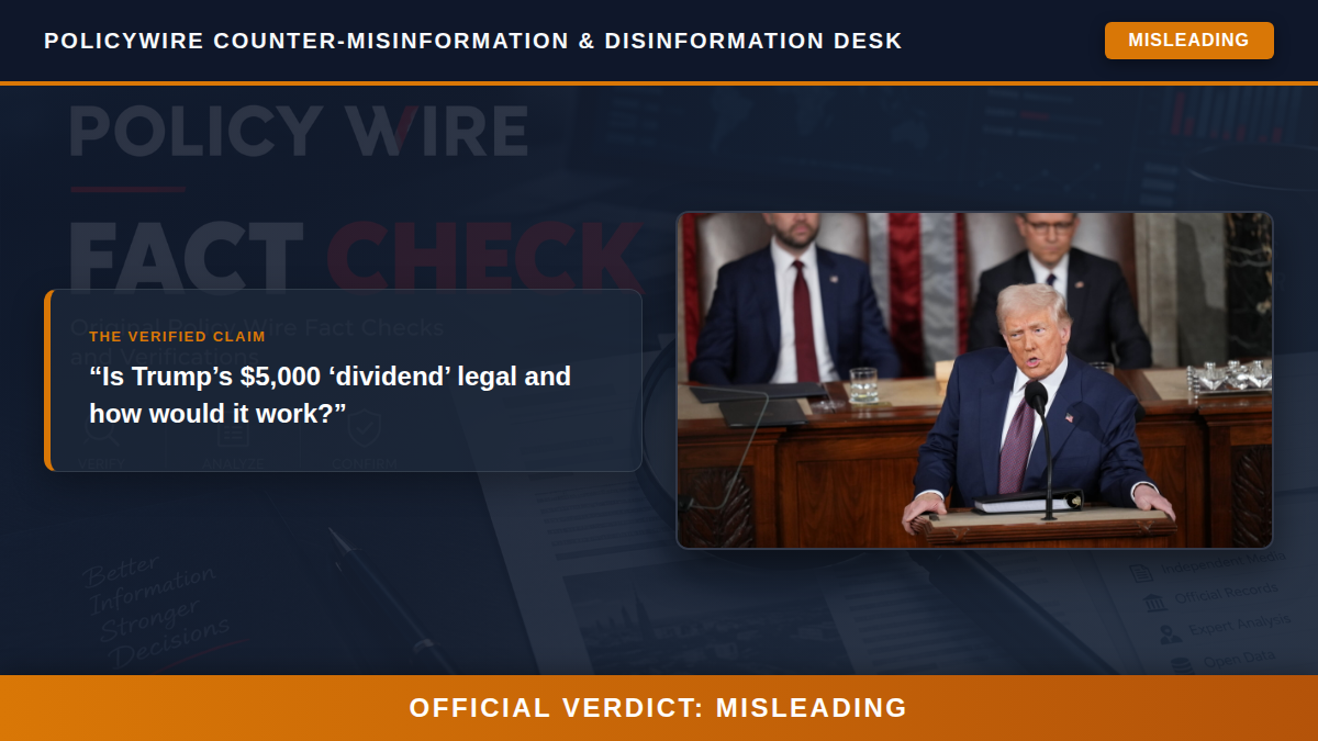 POLICY WIRE FACT CHECK: Is Trump’s $5,000 ‘dividend’ legal and how would it work? Fact Check Card