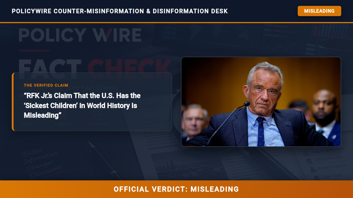 POLICY WIRE FACT CHECK: RFK Jr.’s Claim That the U.S. Has the ‘Sickest Children’ in World History Is Misleading Fact Check Card