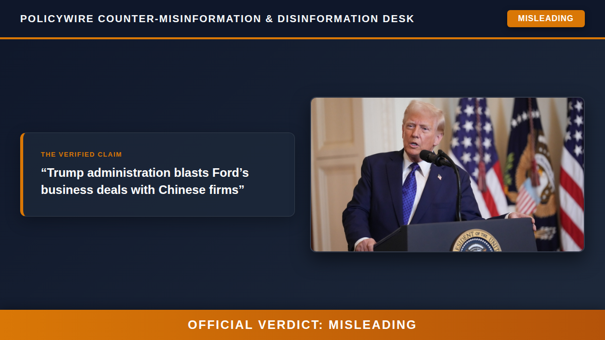 Trump administration blasts Ford’s business deals with Chinese firms Fact Check Card