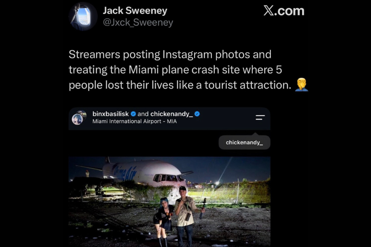 Livestreamer Refuses to Remove Content from Amazon Plane Crash Site in Miami Livestreamer Refuses to Remove Content from Amazon Plane Crash Site in Miami