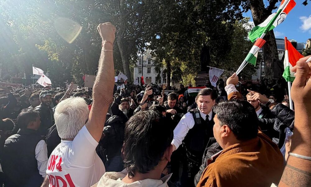 Tensions Flare in London as Protesters and Counter-Protesters Clash Over Indian Election Commission