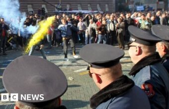 Albanian Students Clash with Police in Education Protest Amid Nationwide Protests Albanian Students Clash with Police in Education Protest Amid Nationwide Protests